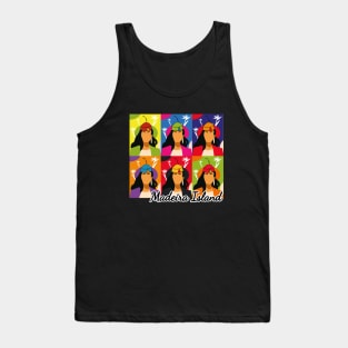 Madeira Island female pop art no face illustration using the traditional folklore hat Tank Top